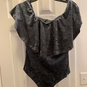 Rubbed Velvet Off-shoulder Bodysuit